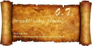 Orszáczky Timon névjegykártya